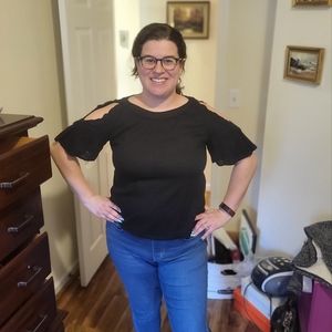 COPY - SP Old Navy Cold Shoulder Blouse Top Black